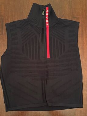 Prada Linea Rossa Black Cropped Zip Vest
